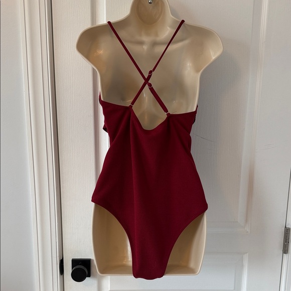 Cupshe Deep Red Ruffle One Piece Swimsuit - Picture 4 of 4